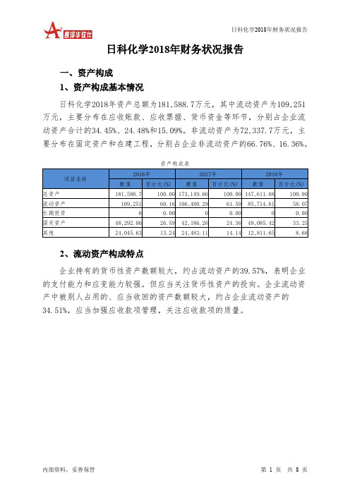 日科化学2018年财务状况报告-智泽华