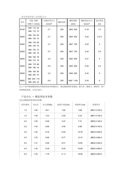 橡胶坝技术参数