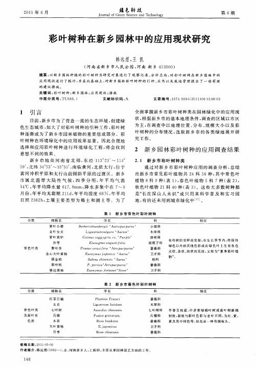 彩叶树种在新乡园林中的应用现状研究