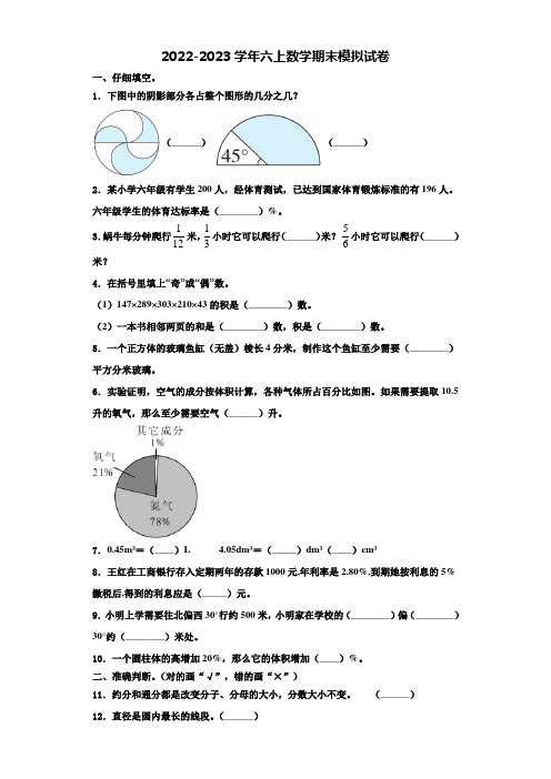 2023届江苏扬州六年级数学第一学期期末统考试题含解析