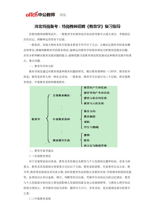 河北特岗备考：特岗教师招聘《教育学》复习指导