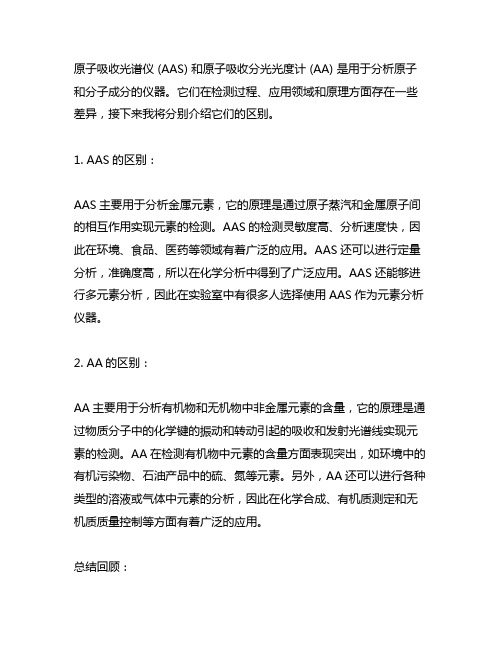 原子吸收光谱仪 aa aas的区别