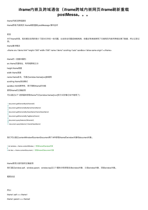 iframe内嵌及跨域通信（iframe跨域内嵌网页iframe刷新重载postMessa。。。