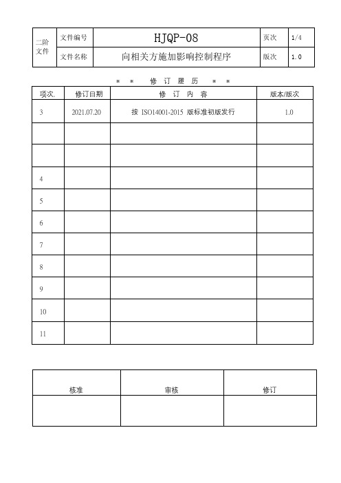 向相关方施加影响控制程序