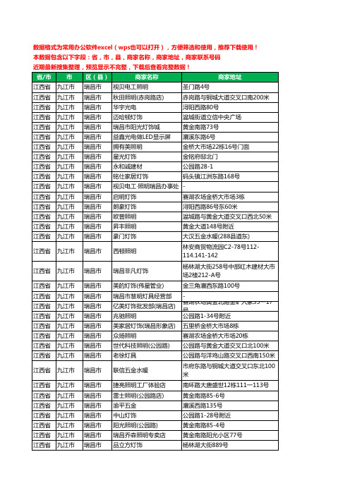 2020新版江西省九江市瑞昌市照明工商企业公司商家名录名单黄页联系电话号码地址大全91家