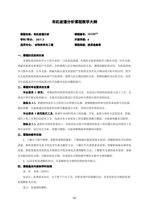 有机波谱分析课程教学大纲