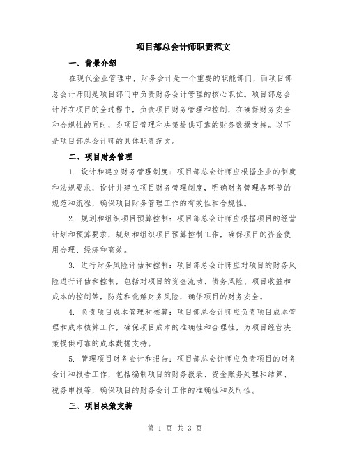 项目部总会计师职责范文