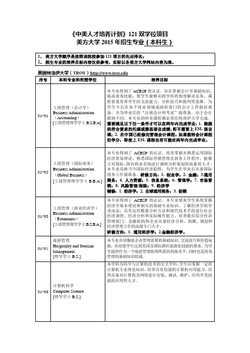 中美人才培养计划121双学位项目