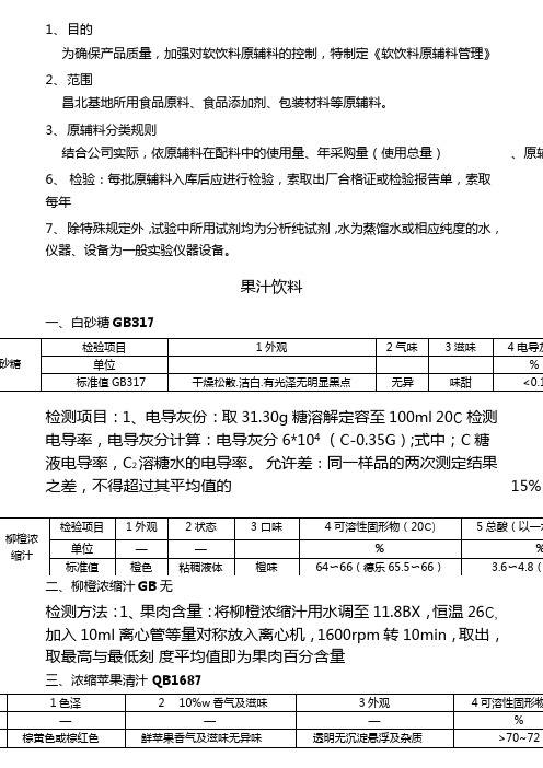 饮料厂原材料检测方法