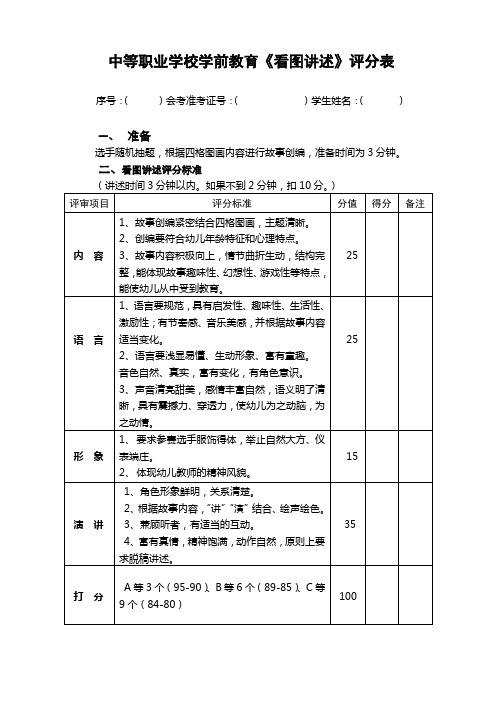 《看图讲述》评分标准