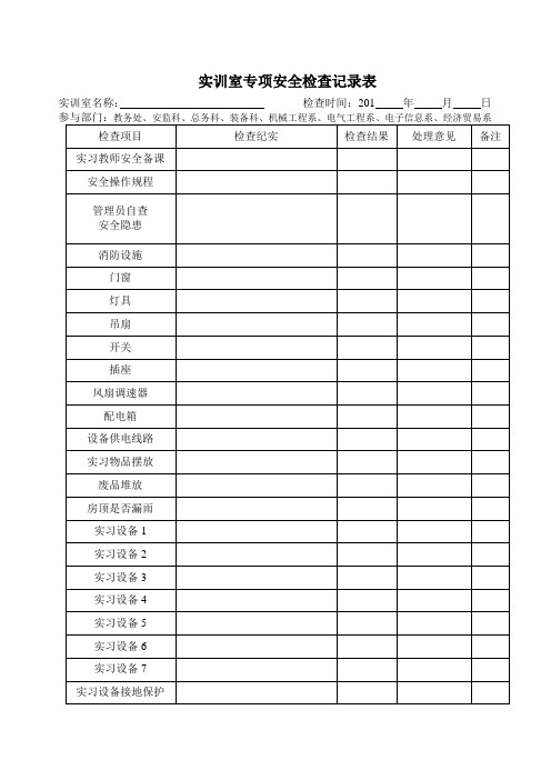 实训室安全检查记录表