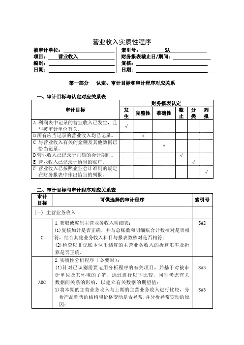 营业收入实质性程序与审计程序(12页)