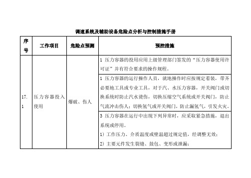 调速系统及辅助设备危险点分析与控制措施手册