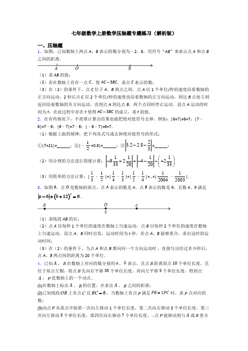 七年级数学上册数学压轴题专题练习(解析版)