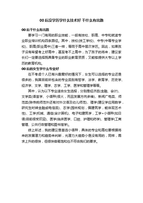 00后没学历学什么技术好干什么有出路