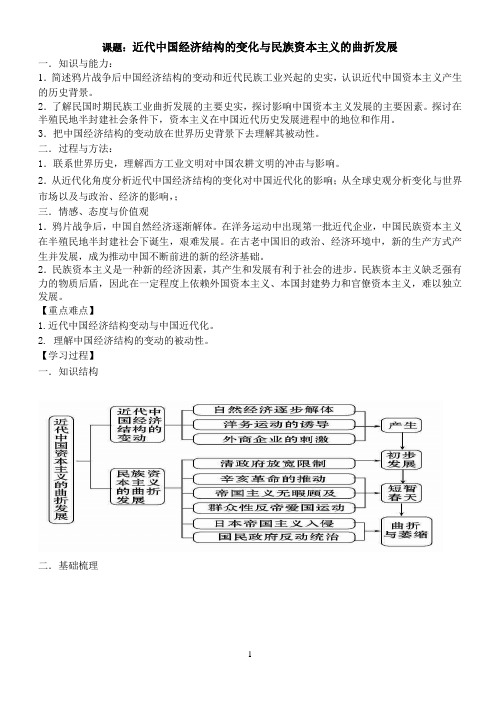 高三历史一轮复习近代中国经济学案