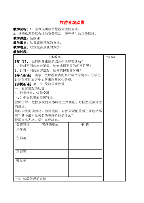 高中地理旅游景观欣赏(2)教案鲁教版选修4