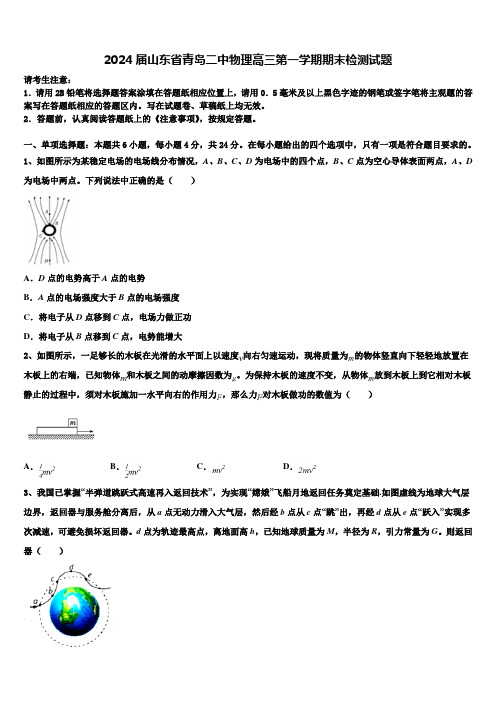 2024届山东省青岛二中物理高三第一学期期末检测试题含解析