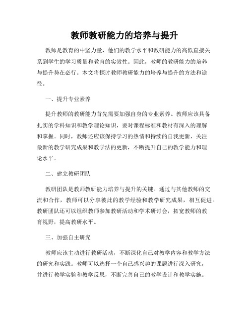 教师教研能力的培养与提升