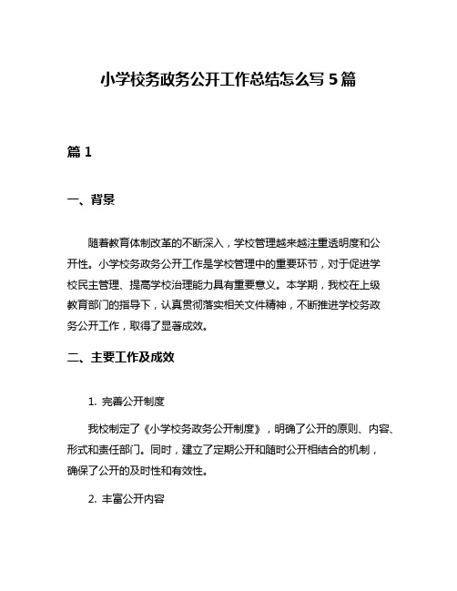 小学校务政务公开工作总结怎么写5篇