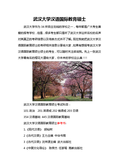 武汉大学汉语国际教育硕士(孔院和奖学金)