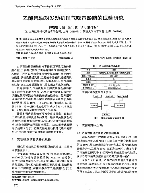 乙醇汽油对发动机排气噪声影响的试验研究