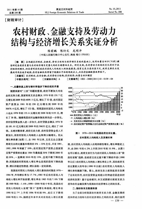 农村财政、金融支持及劳动力结构与经济增长关系实证分析