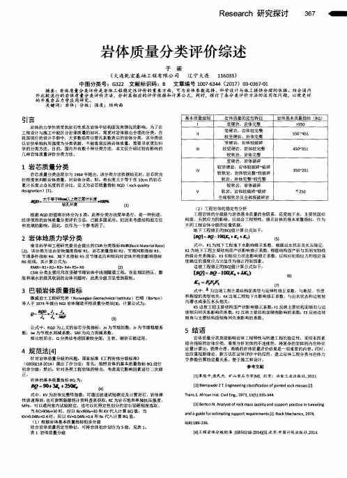 岩体质量分类评价综述