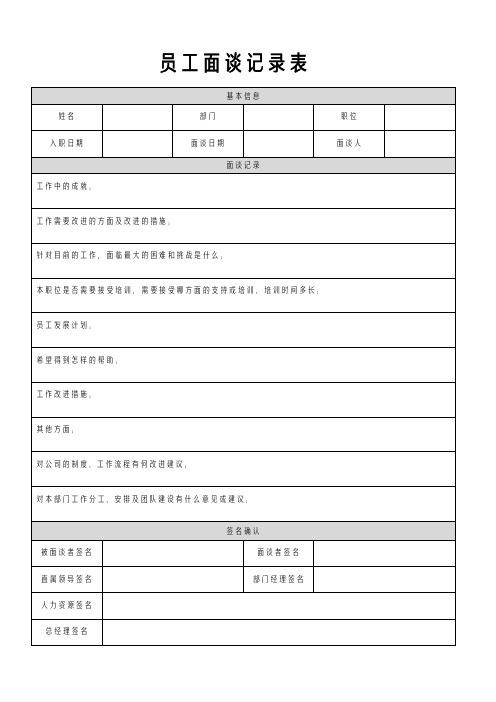 员工面谈记录表