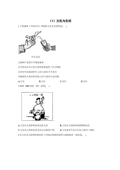 2022届高考政治二轮复习小题专项—漫画题(1)文化与生活