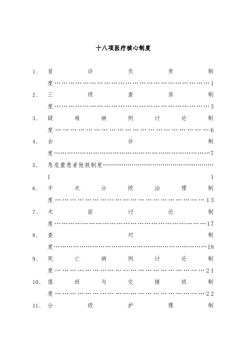 十八项医疗核心规章制度汇编文件