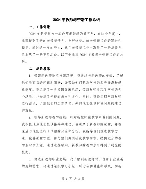 2024年教师老带新工作总结