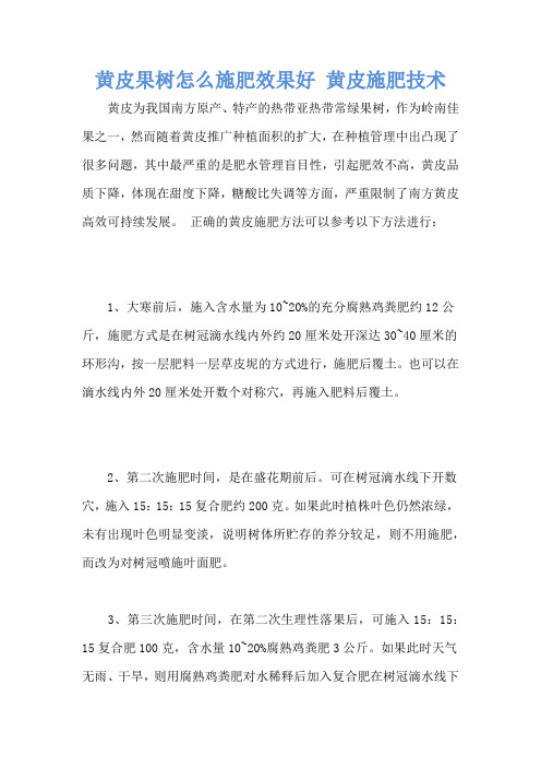 黄皮果树怎么施肥效果好 黄皮施肥技术