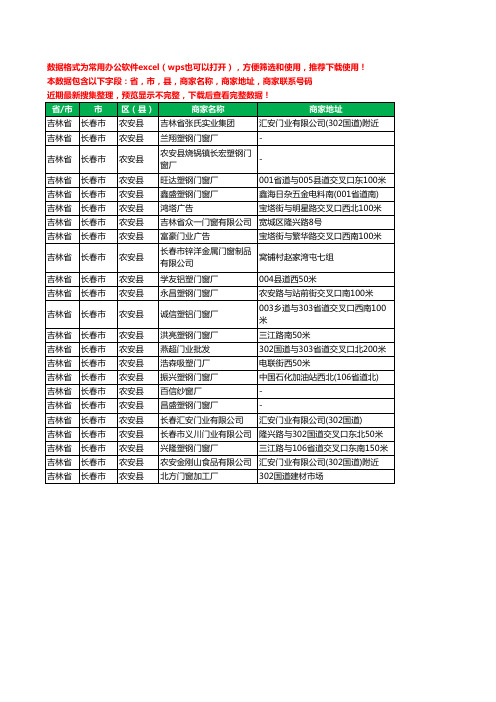 2020新版吉林省长春市农安县门窗有限公司工商企业公司商家名录名单黄页联系电话号码地址大全23家