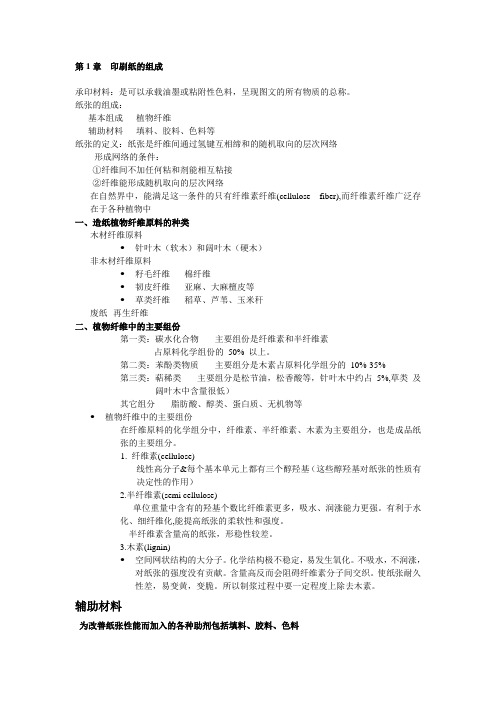 印刷材料及适性每章小结兼期末总复习