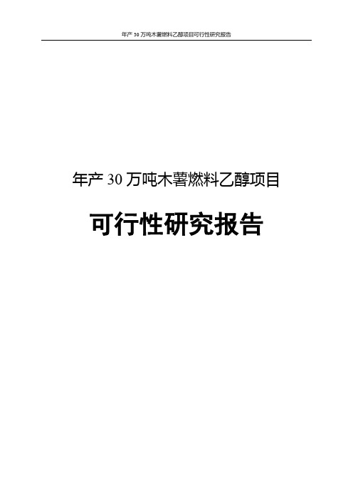 年产30万吨木薯燃料乙醇项目可行性研究报告