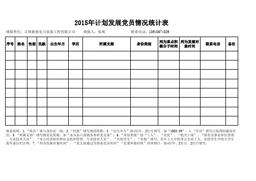 计划发展党员情况统计表