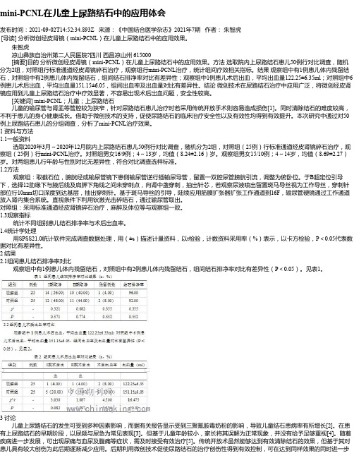 mini-PCNL在儿童上尿路结石中的应用体会