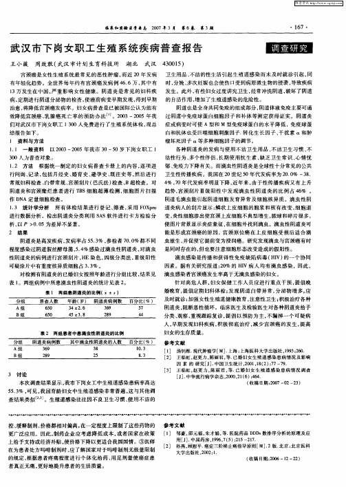 武汉市下岗女职工生殖系统疾病普查报告