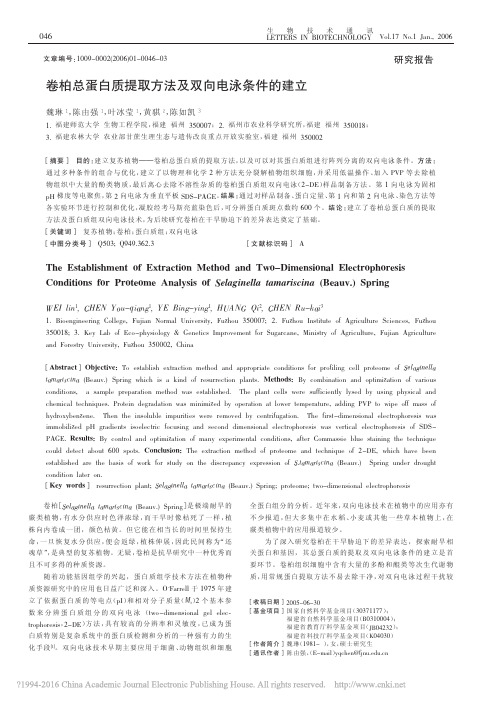 卷柏总蛋白质提取方法及双向电泳条件的建立_魏琳