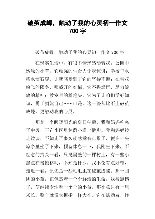 破茧成蝶,触动了我的心灵初一作文700字