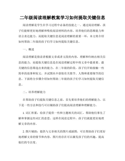 二年级阅读理解教案学习如何提取关键信息