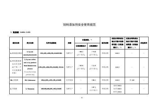 饲料添加剂安全使用规范.