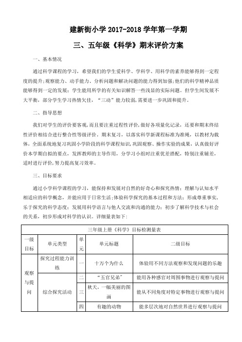 三、五年级上册科学期末评价方案