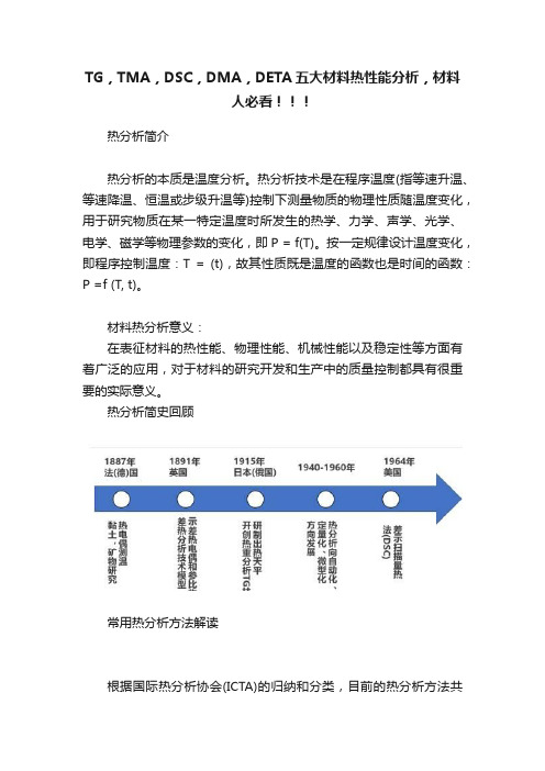 TG，TMA，DSC，DMA，DETA五大材料热性能分析，材料人必看！！！