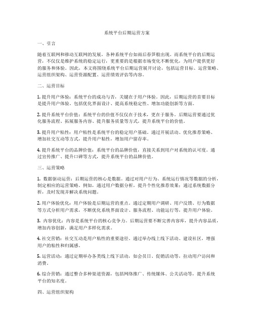 系统平台后期运营方案