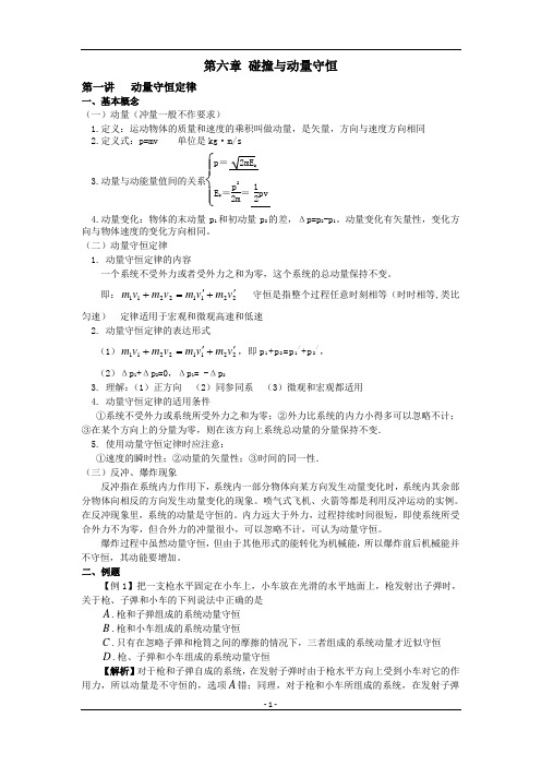 高三物理一轮复习精品教案——第六章 动量守恒