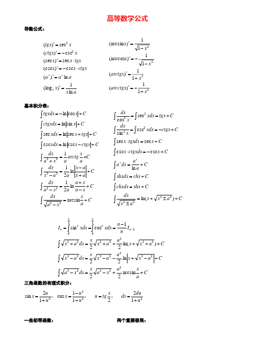 (完整版)专升本高等数学公式