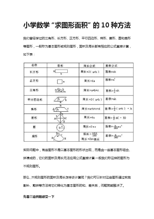 小学数学“求图形面积”的10种方法