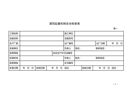 建筑起重机械安全检查表